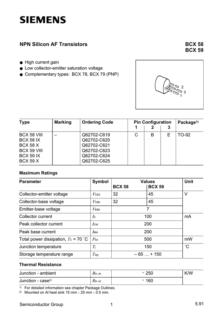 BCX58-8 transistor TO-92