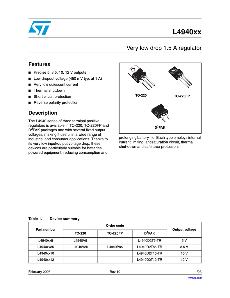 3 x L4940V10 Voltage Regulator