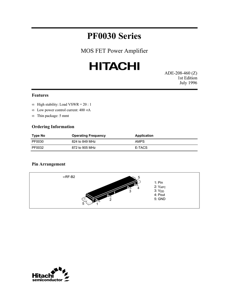 HITACHI PF0030 MODULE,MOS FET Power Amplifier