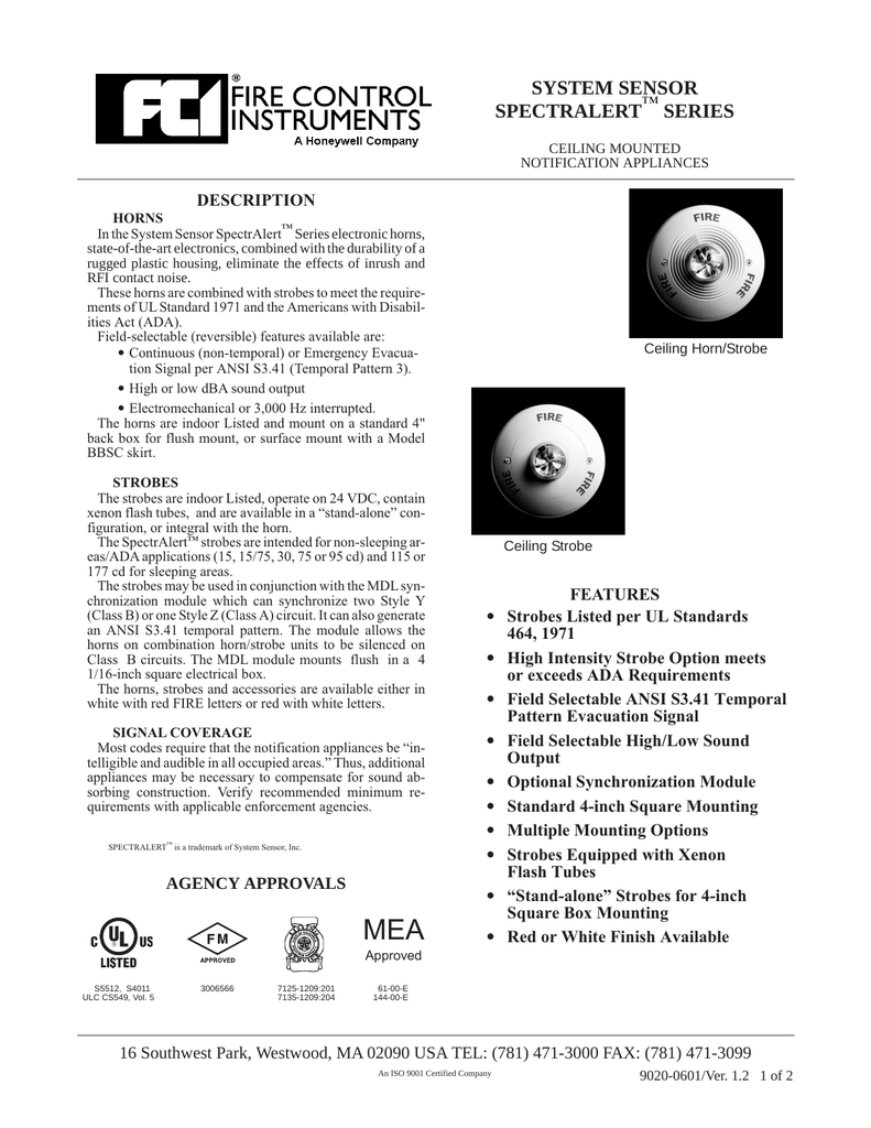 System Sensor Spectralert Series