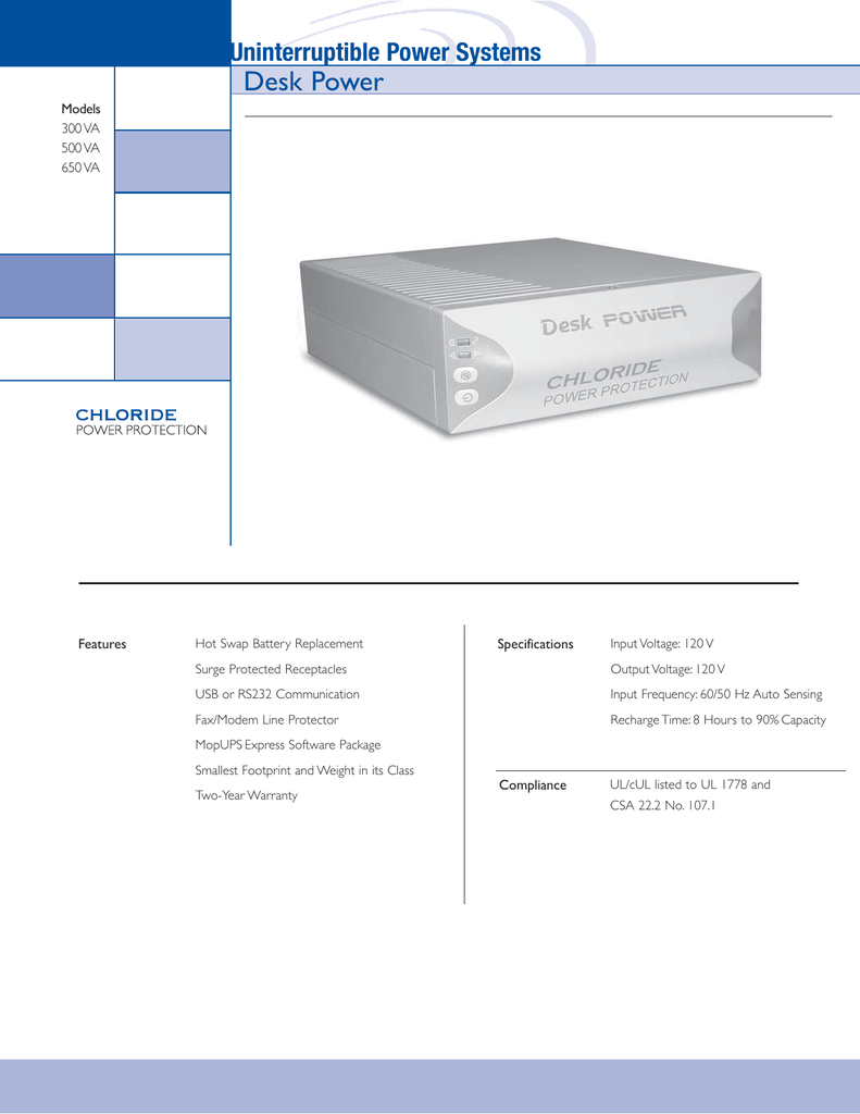 Chloride Desk Power Ups Brochure