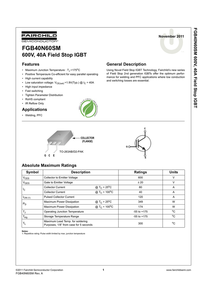 Fairchild Fgb40n60sm