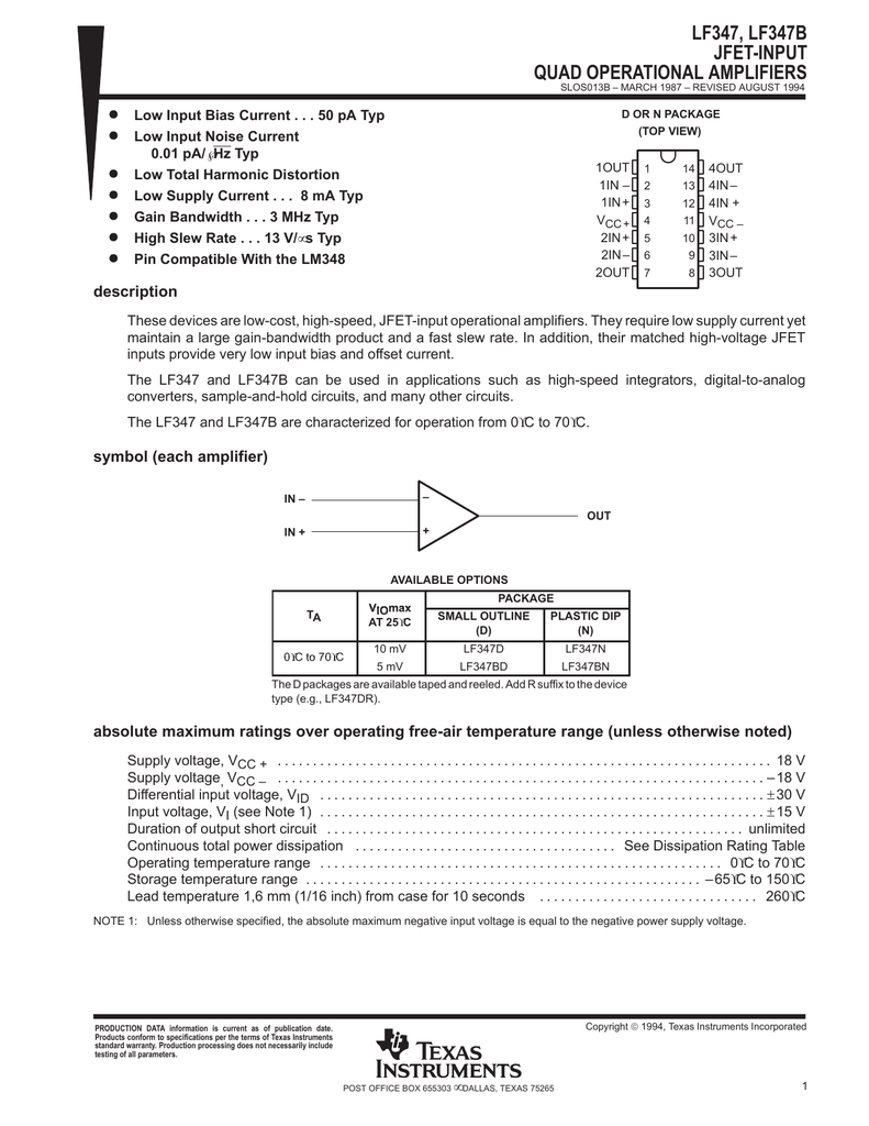 Lf347n схема включения