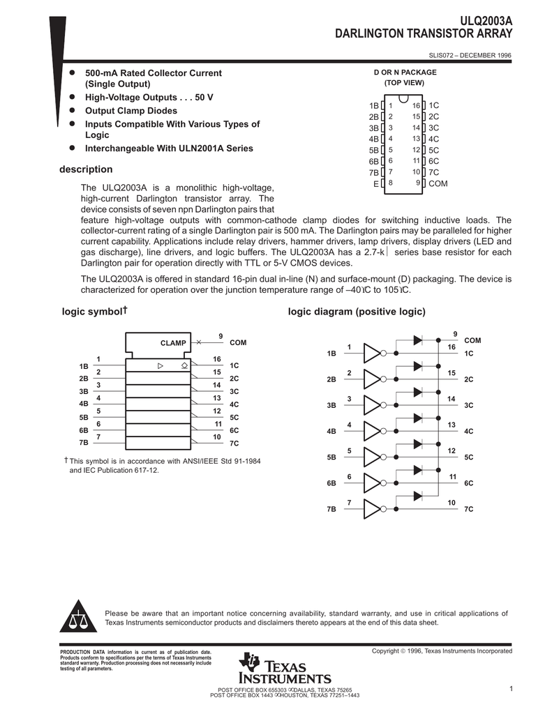 Ulq2003a схема подключения