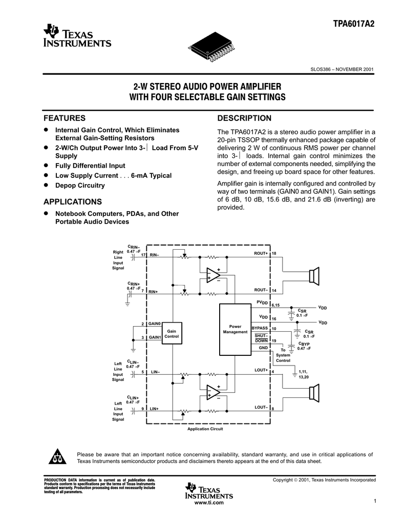 Tpa6017 схема включения