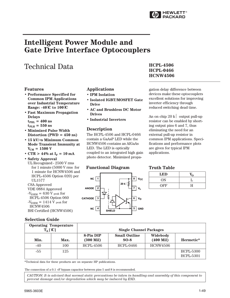 AGILEN HCPL-0601 Logic Output Photocouplers 8-Pin 10 PCS