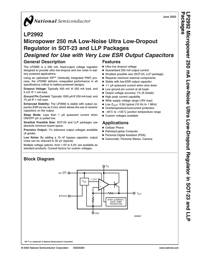 Схема подключения микросхема texas instruments lp2985 33dbvr NSC LP2992ILDX-5.0