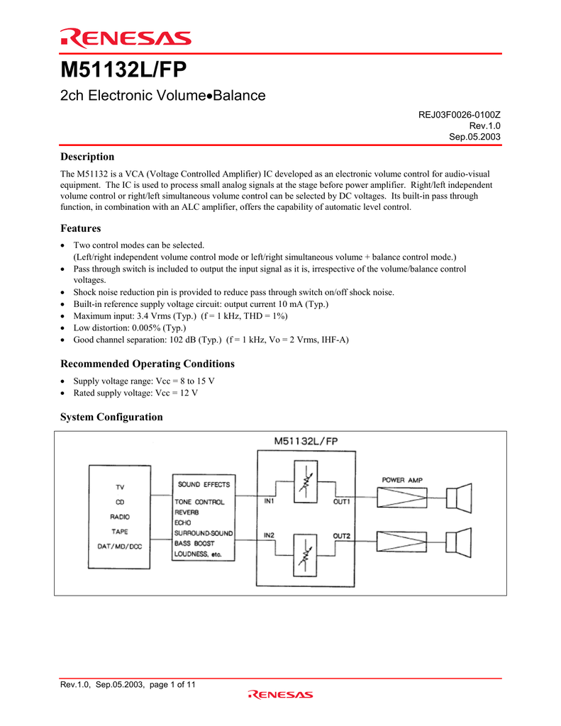M51132L/FP Datasheet PDF (342 KB) Renesas