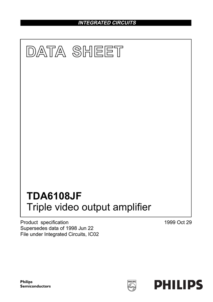 TDA6108JF Philips Triple Video Output Amplifier 9 Pin SIL Package 