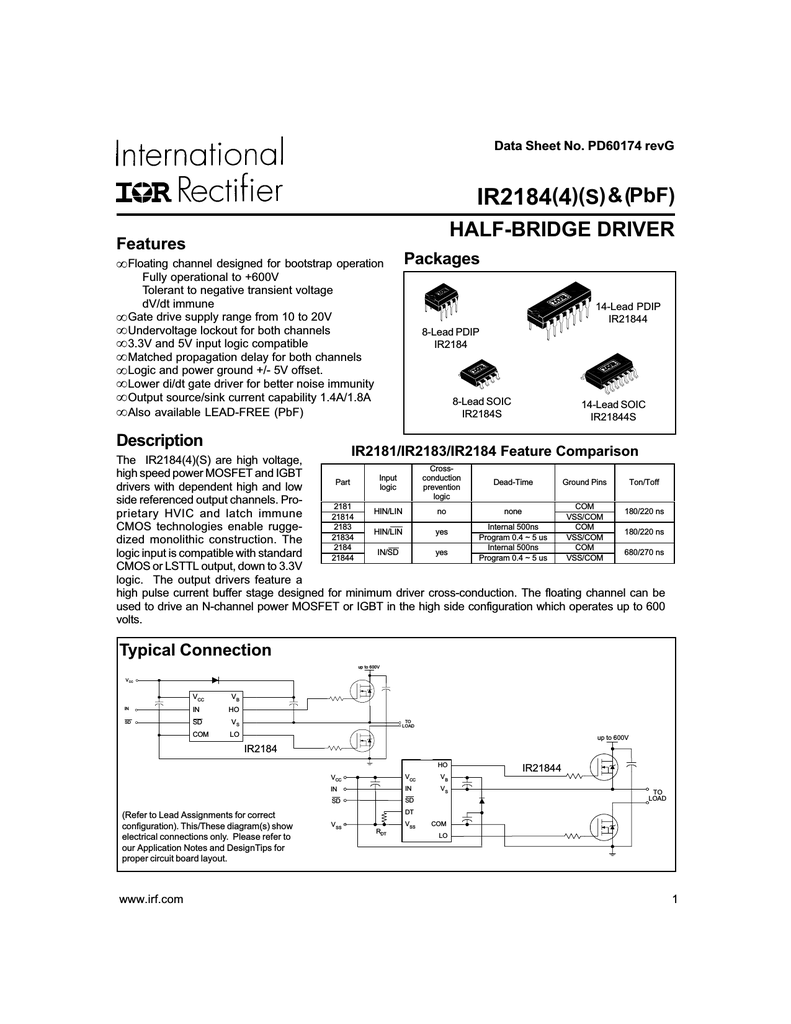 Ir2184s схема включения