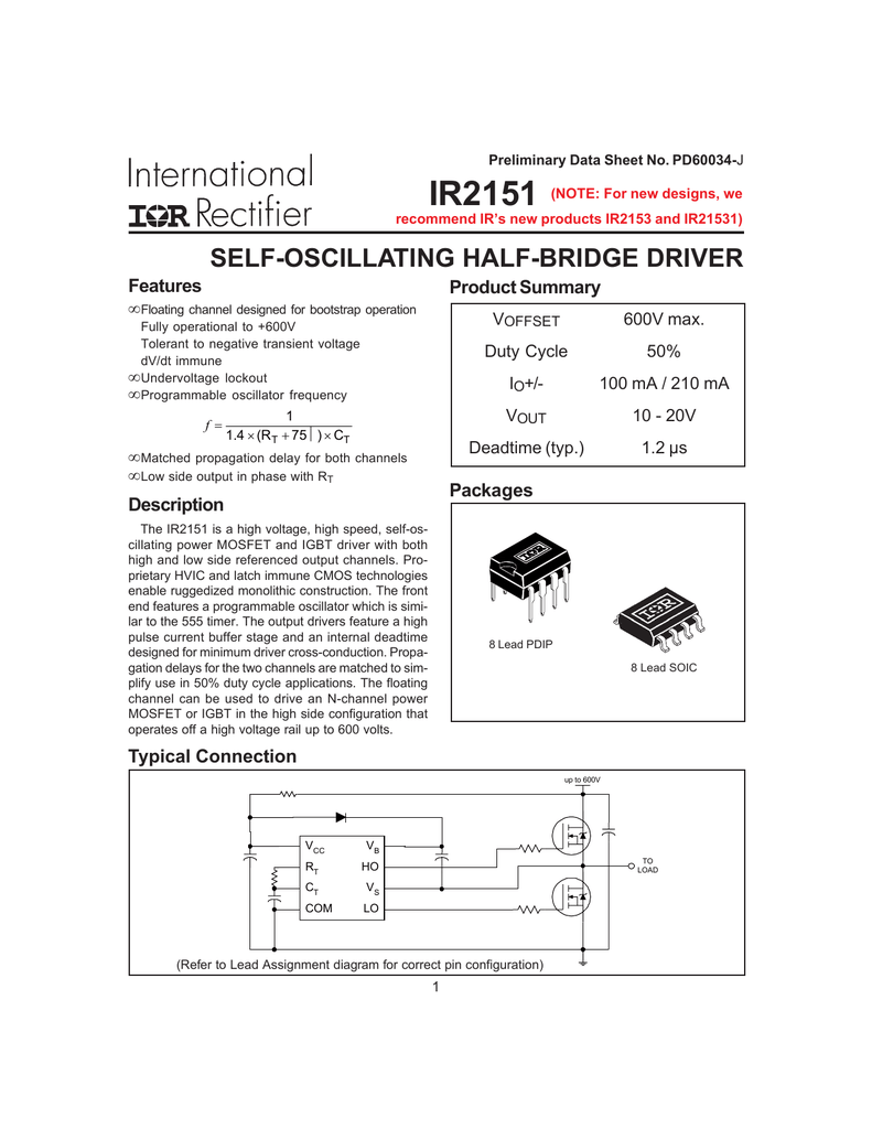 Ir2151 схема включения