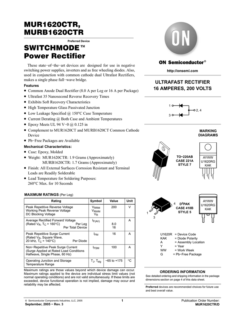 Onsemi Mur16ctr