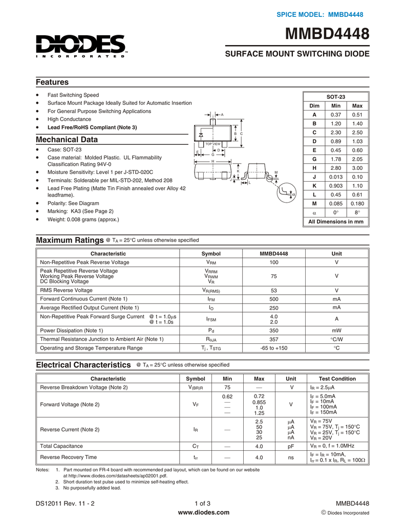 Diodes Mmbd4448