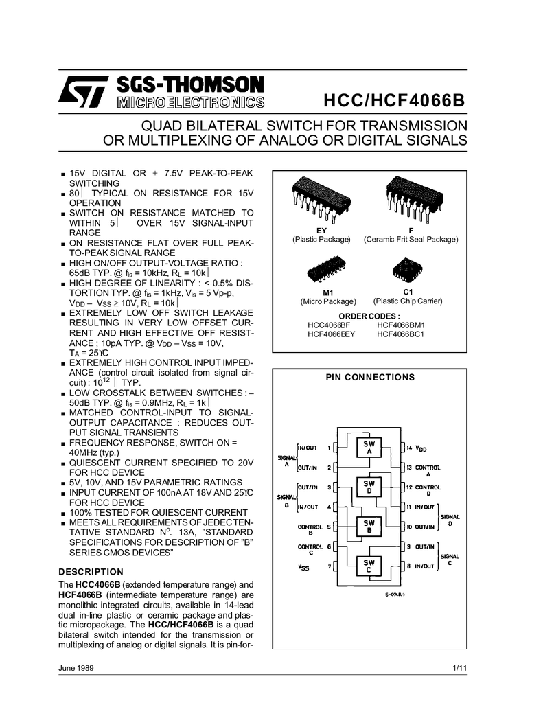 Hef4066bt схема включения