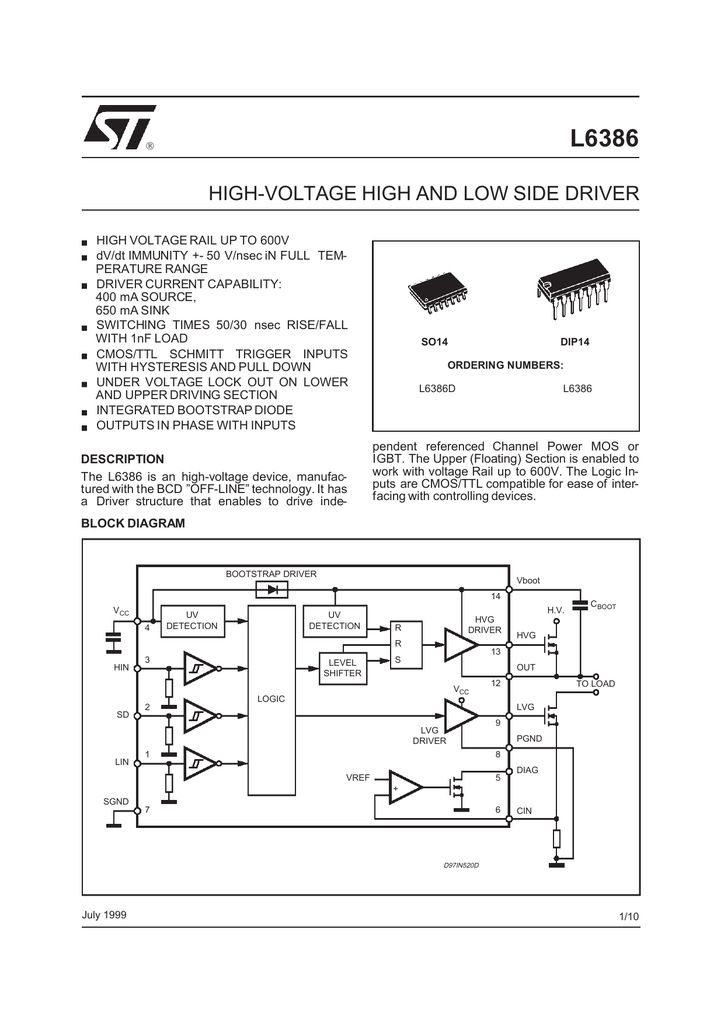 L6386 описание принцип работы схема включения