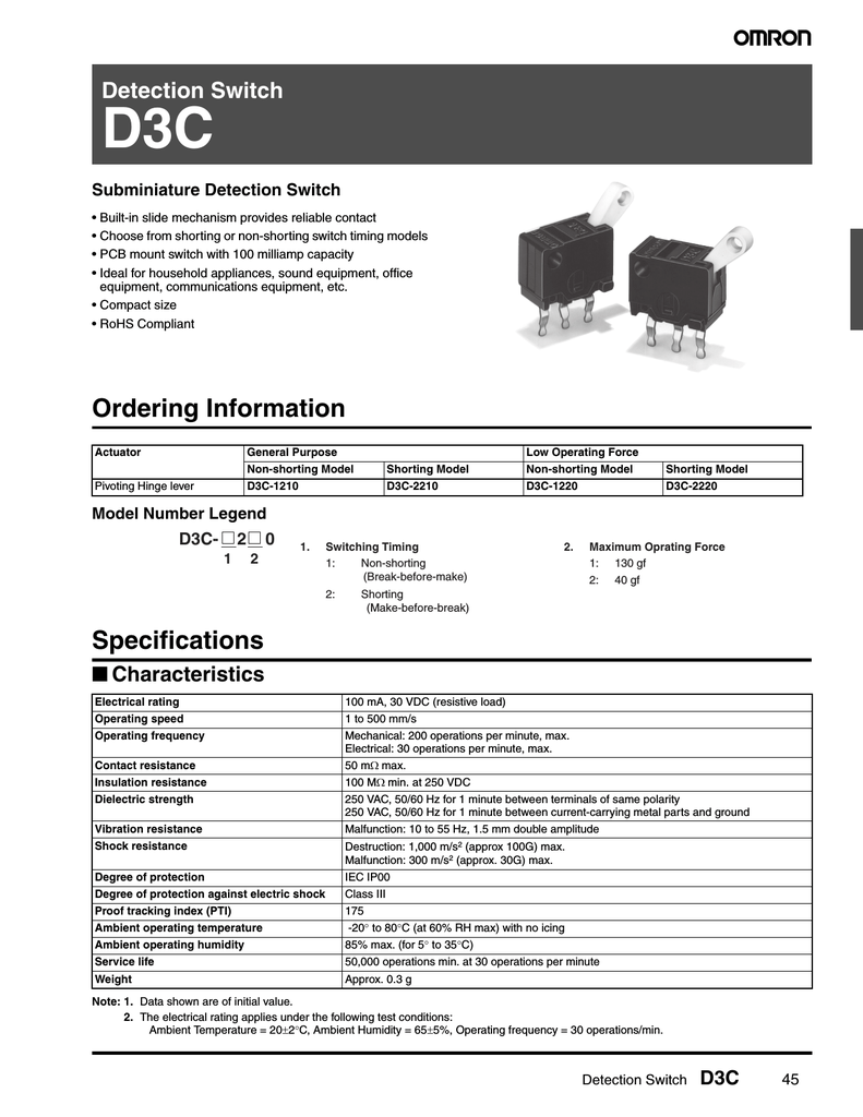 2X D3C-1210 Mikroschalter SNAP ACTION mit Hebel SPDT 0,1A/30VDC Pos 2 OMRON OCB