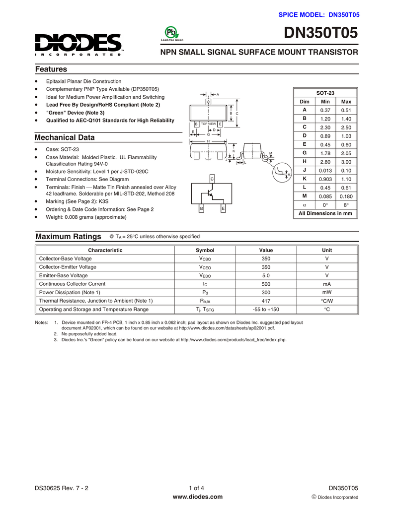 Diodes Dn350t05 7