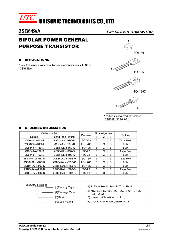 Utc Ic 2sb649l B T92 K