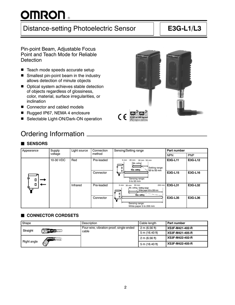 Photoelectric Sensor E3G-L12 Omron 