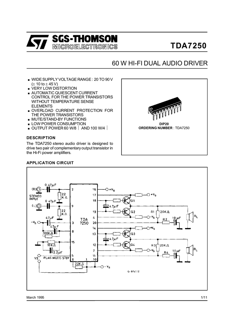 Tda7250 схема усилителя