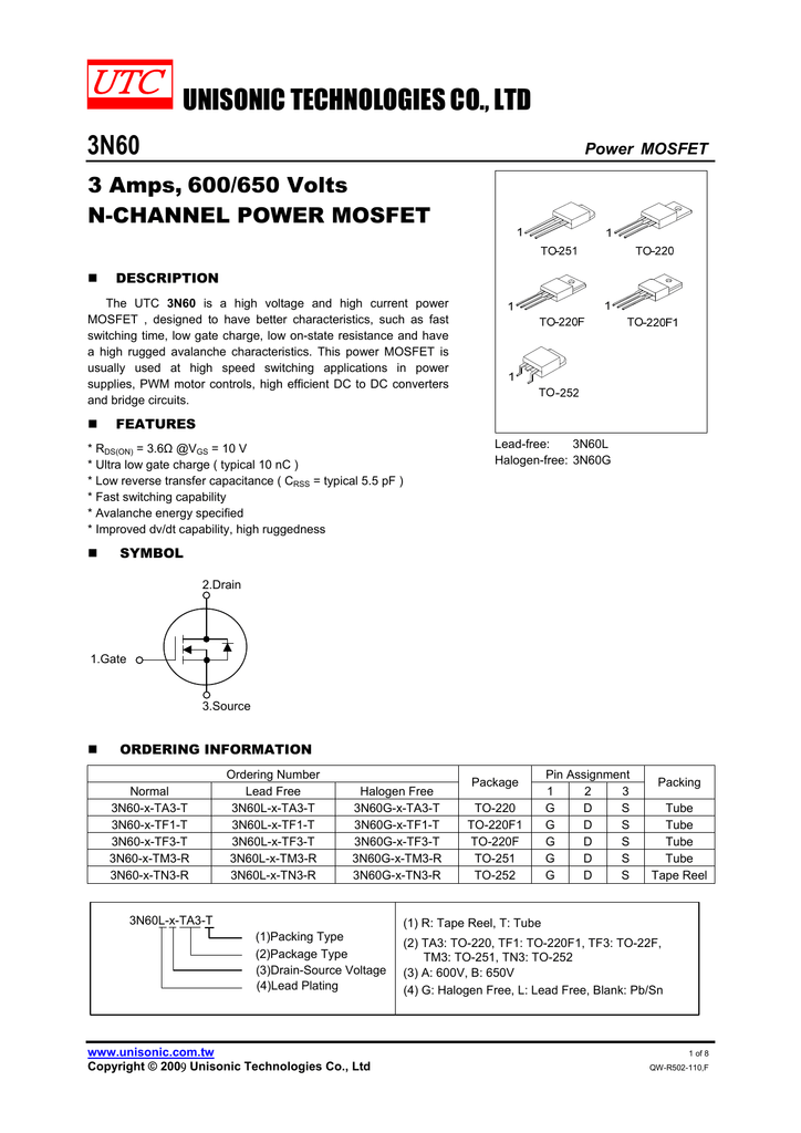 Utc Ic 3n60l X Tf1 T