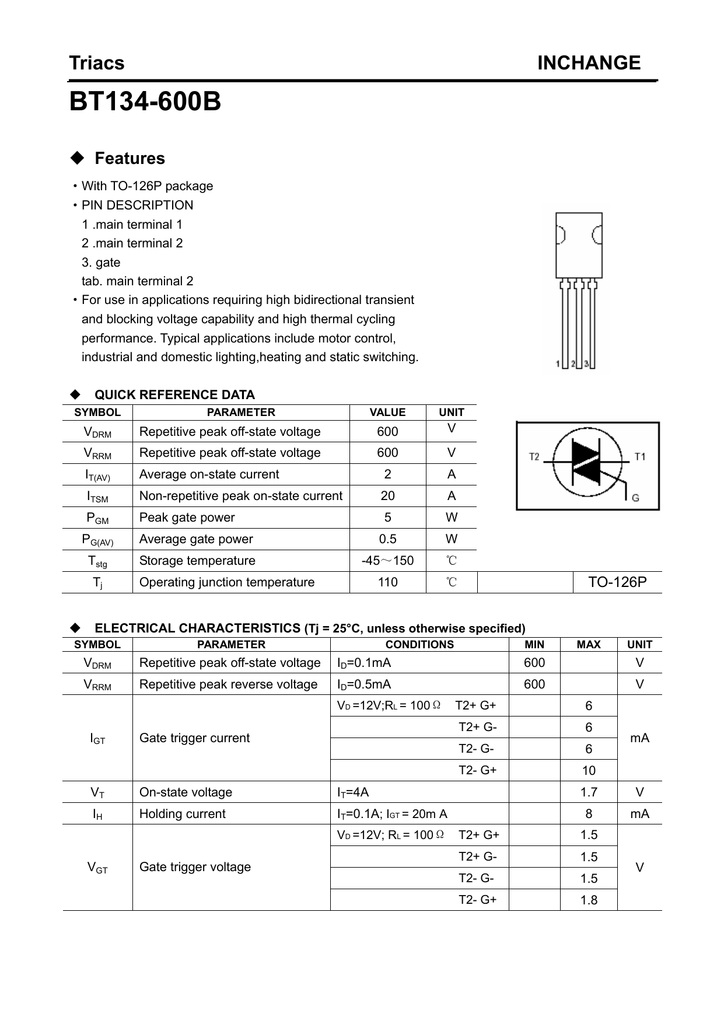 Bt134 600e схема включения