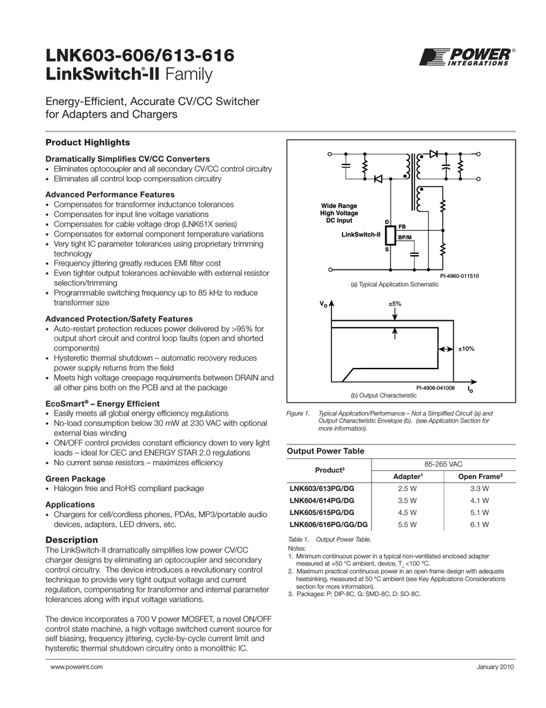 Lnk305pn схема включения pdf