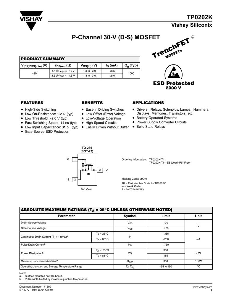 K pdf. Tp0610k-t1-e3 Datasheet. Транзистор tp0610k-t1-e3 маркировка. Tp0610k-t1-e3_sot23-3. Tp0610k-t1-e3.