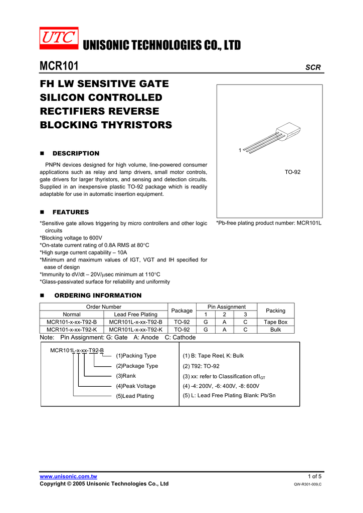 Utc Ic Mcr101 X Xx T92 K