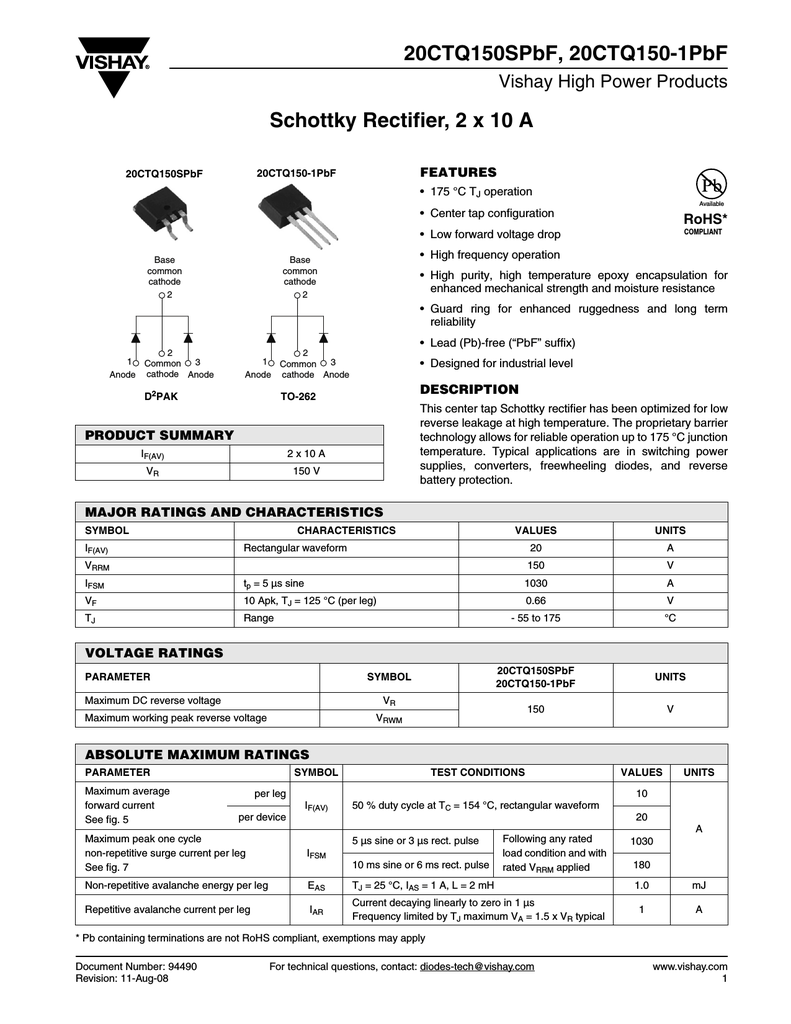 16ctq100 характеристики на русском схема включения