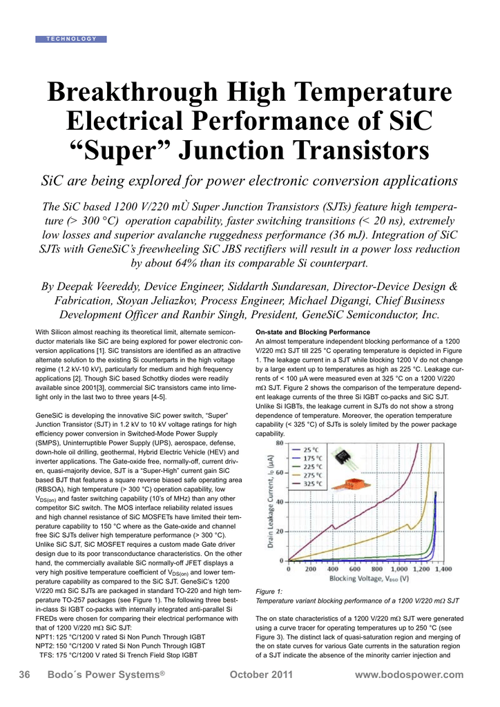 Breakthrough High Temperature Electrical Performance Of Sic