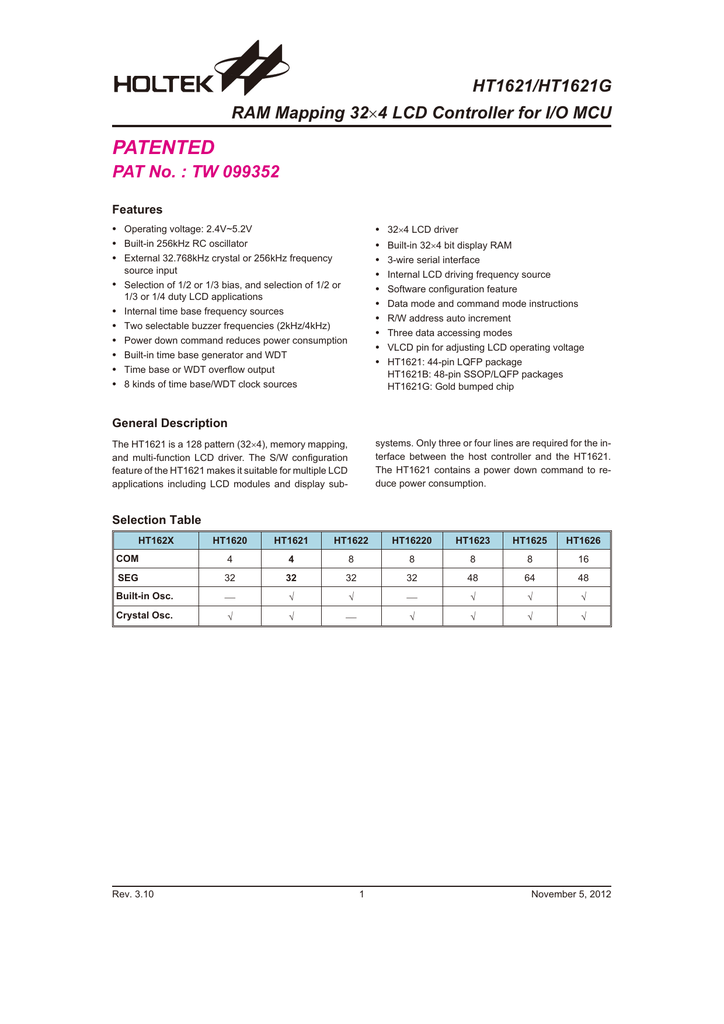 HT1621B DATASHEET PDF