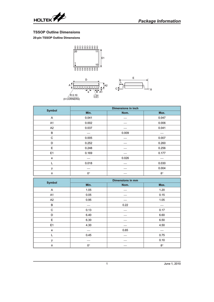 Pin Tssop Package