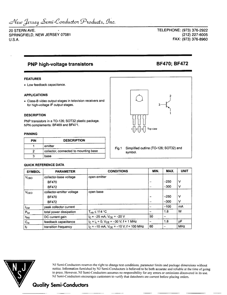 BF470 Transistor PNP
