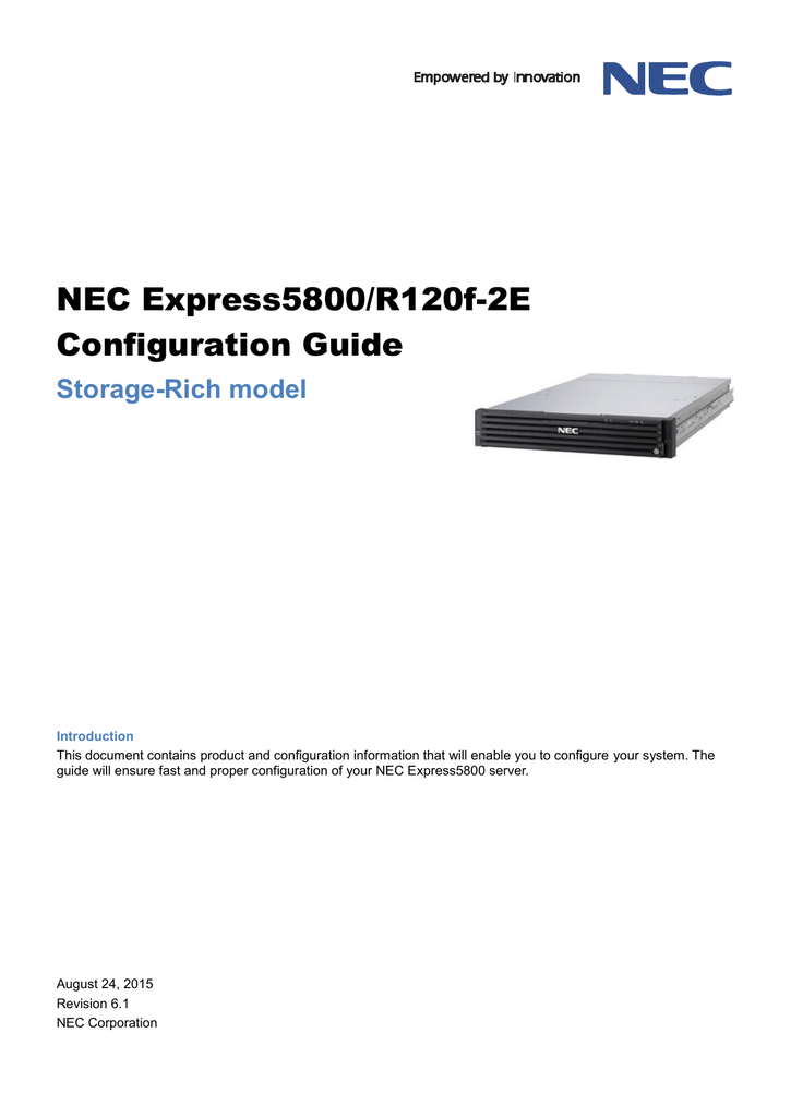 Nec Express5800 R120f 2e Configuration Guide