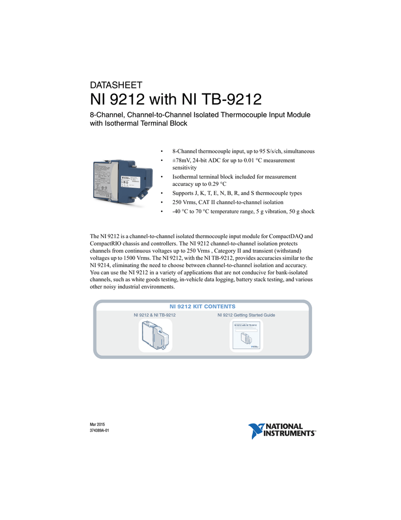 Ni 9212 With Ni Tb 9212 Datasheet