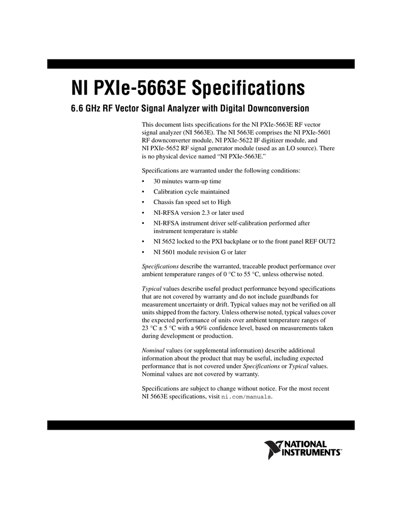 Ni Pxie 5663e Specifications