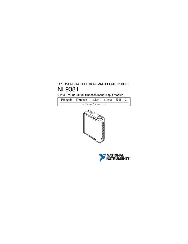Ni 9381 Operating Instructions And Specifications