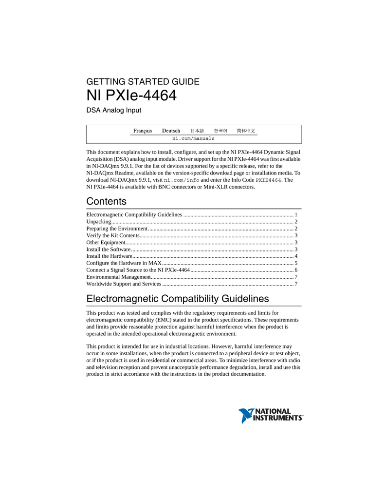 Ni Pxie 4464 Getting Started Guide