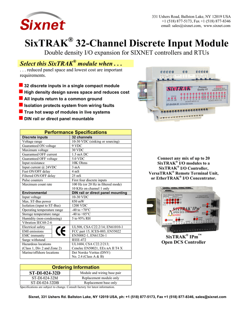SIXNET SixTRAK ST-AI-RTD-06 Controller 