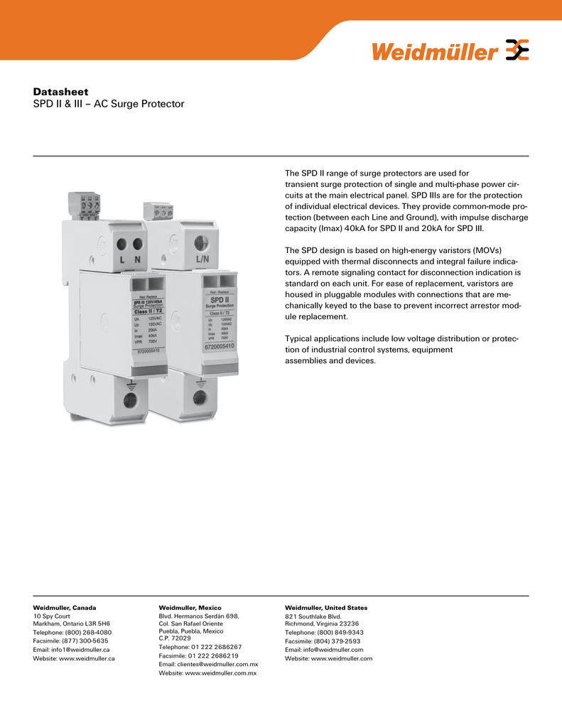 Weidmuller 6720005413 AC Surge Protector SPD II 480V//40kA