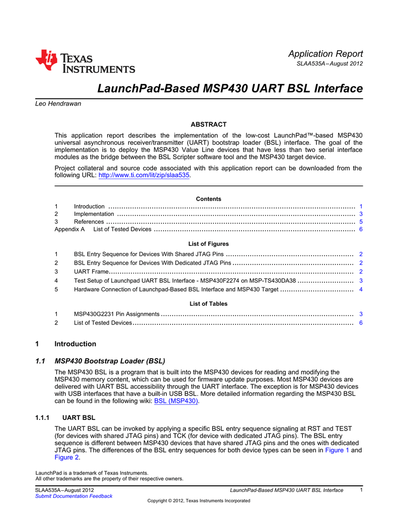 msp430 application uart driver