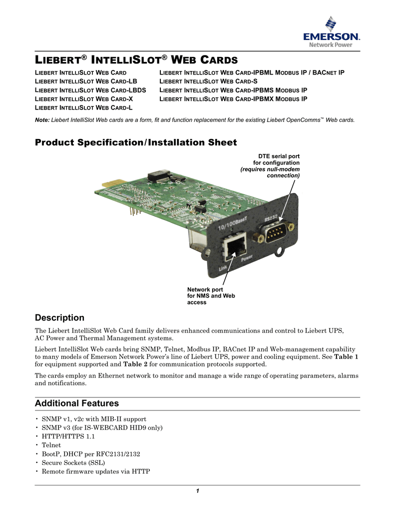 Карта liebert intellislot relay card