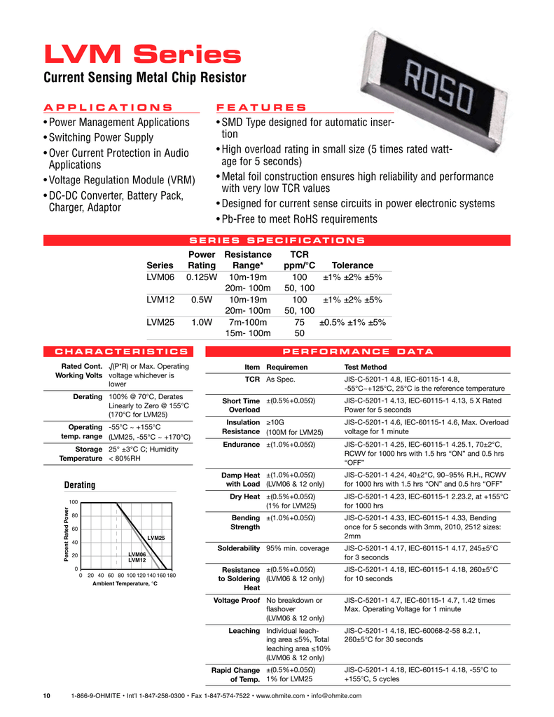 LVM06FTR100E-TR Pack of 100 SMD 0.125W 0.100 OHM 1% Current Sense Resistors 