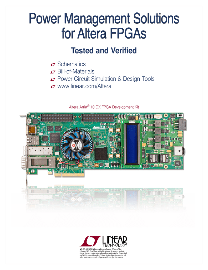 Power Management Solutions For Altera Fpgas