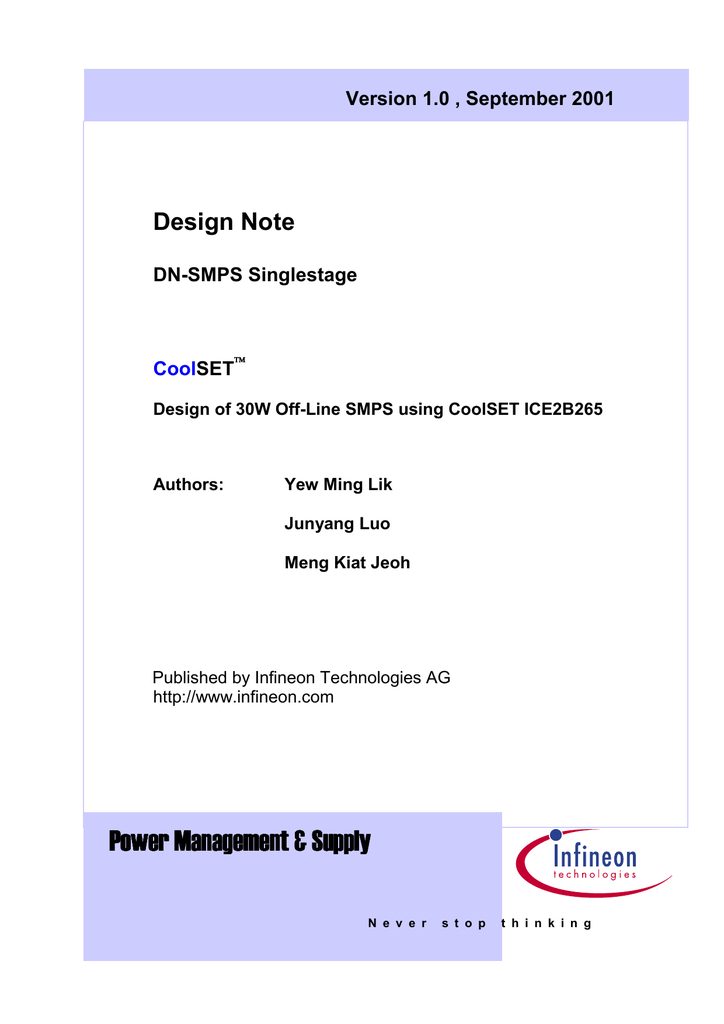 Design Note For Smps Singleoutput 30w