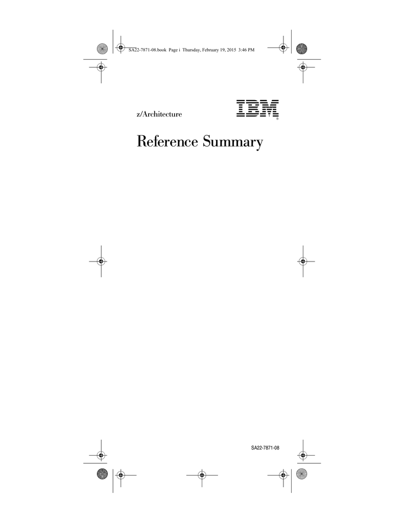 Ibm Z Architecture 参考摘要