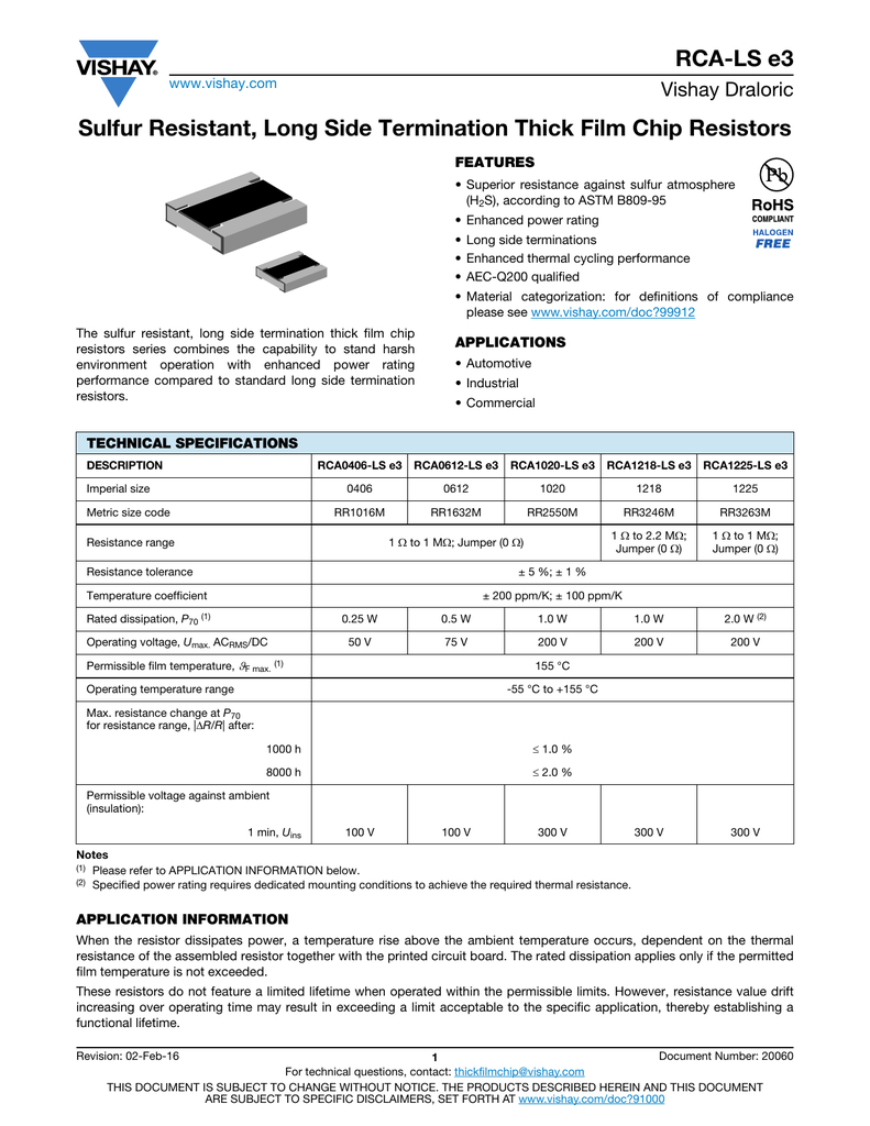 Rca Ls Datasheet