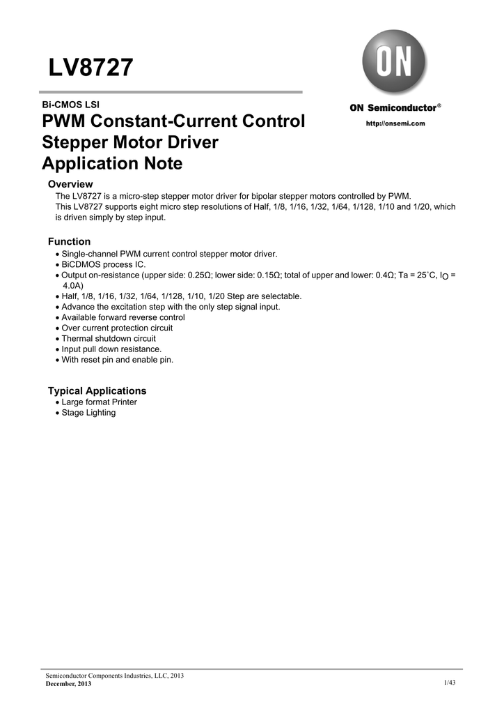 Lv8727 Motor Driver Ic Application Note