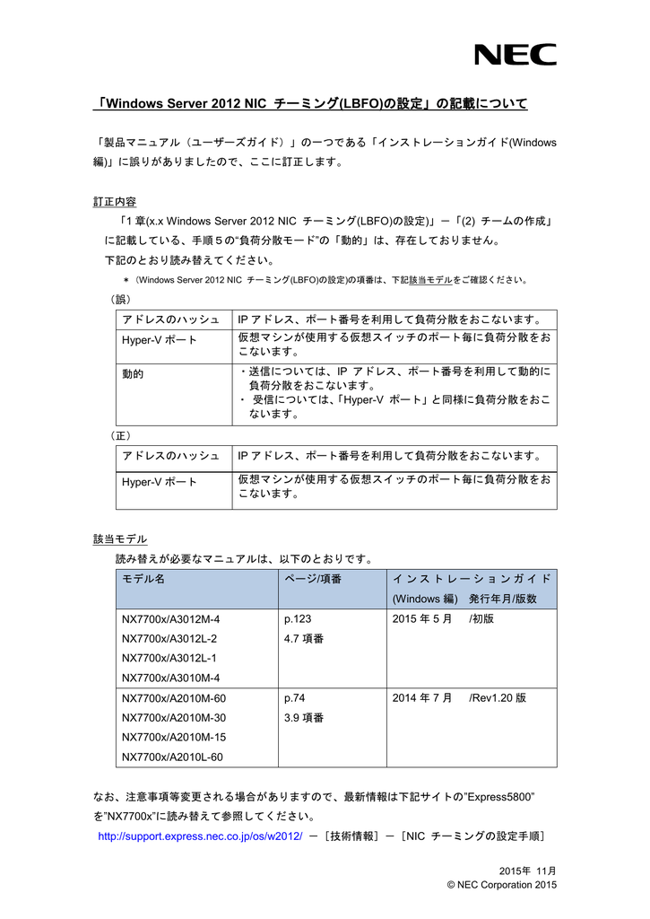 Windows Server 12 Nic チーミング Lbfo の設定